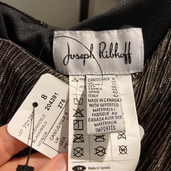 Joseph Ribkoff Black/Gold Draped Sheer Overlay Wide-Leg Jumpsuit NEW - Picture 2 of 5